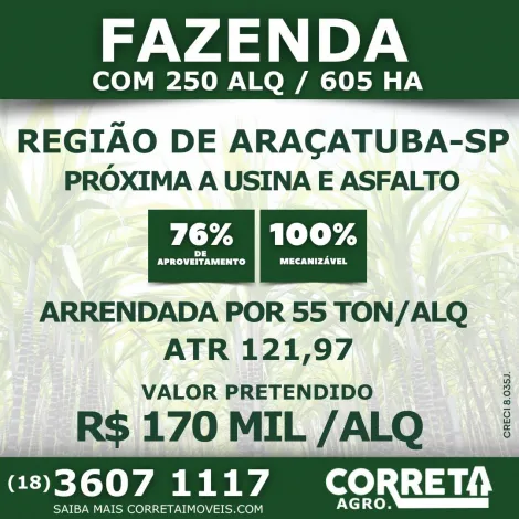 Rural / Fazenda em Araçatuba , Comprar por R$Consulte-nosAlugar por R$(L) 0,00